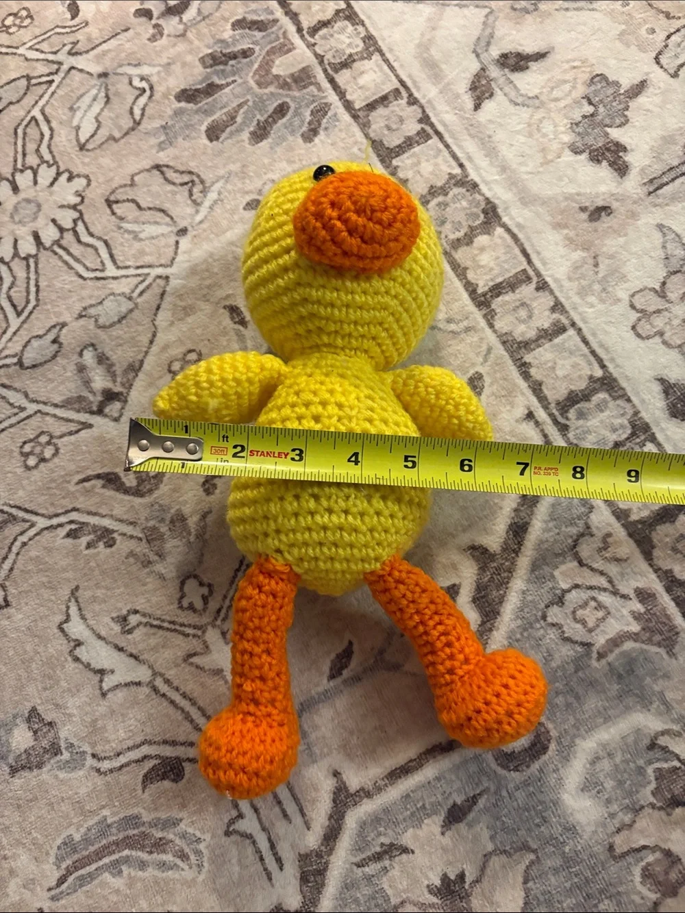 Handmade Yellow & Orange Crochet Duck Plush Bird Toy